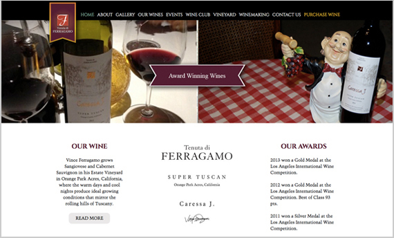 Home-page sito internet www.ferragamowiney.com