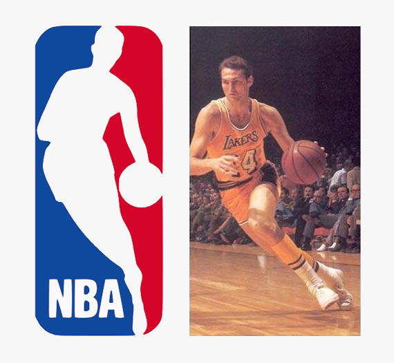 Un'immagine del logo NBA con foto Jerry West Un'immagine del logo NBA con foto Jerry West